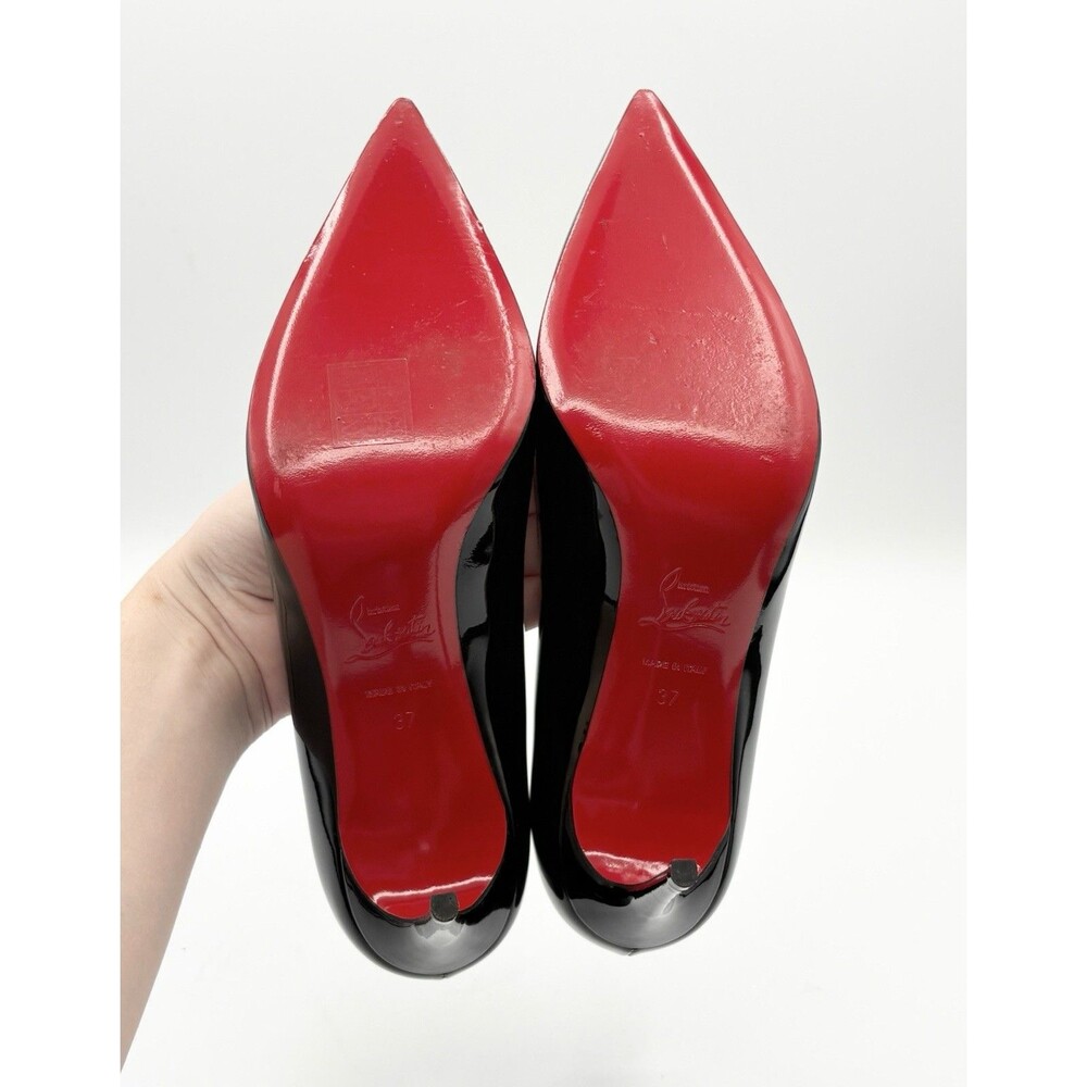 Christian Louboutin Kate 85mm Black Patent Leather Stiletto Heels Sz EU 37 - Picture 10 of 12